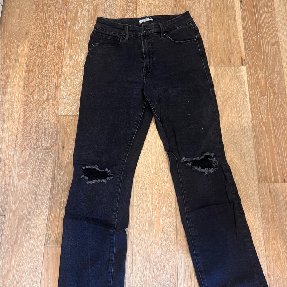 Good American Black Distressed Jeans